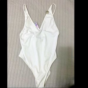 New w tags white ribbed bathing suit